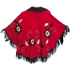 Vintage Embrodered Fringe Cape Poncho